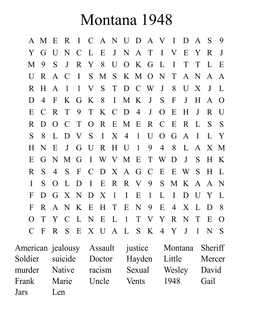 Montana 1948 Word Search