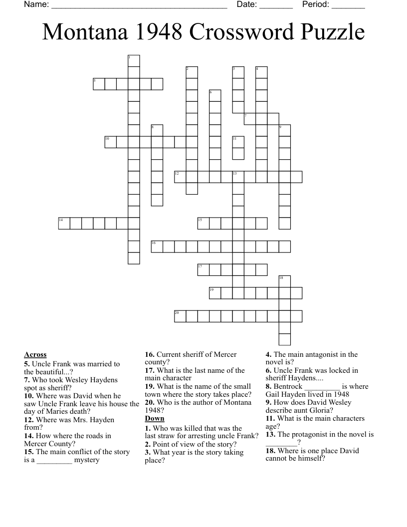 Montana 1948 Crossword Puzzle