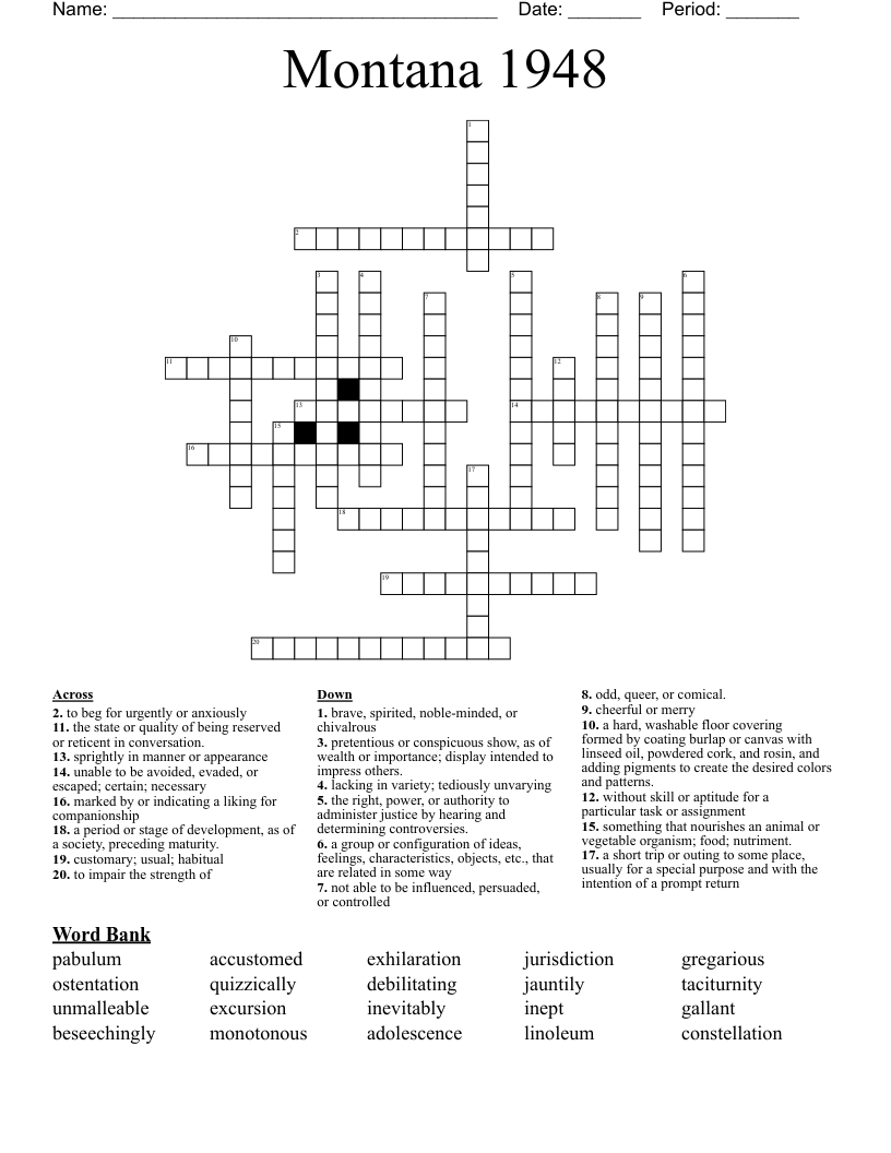 Montana 1948  Crossword