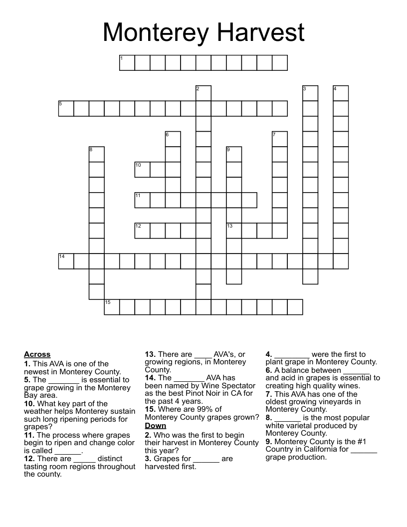 Monterey Harvest Crossword