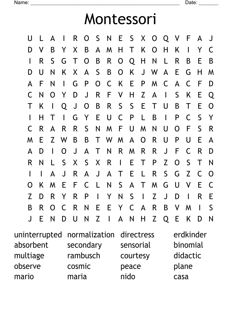 Montessori Word Search