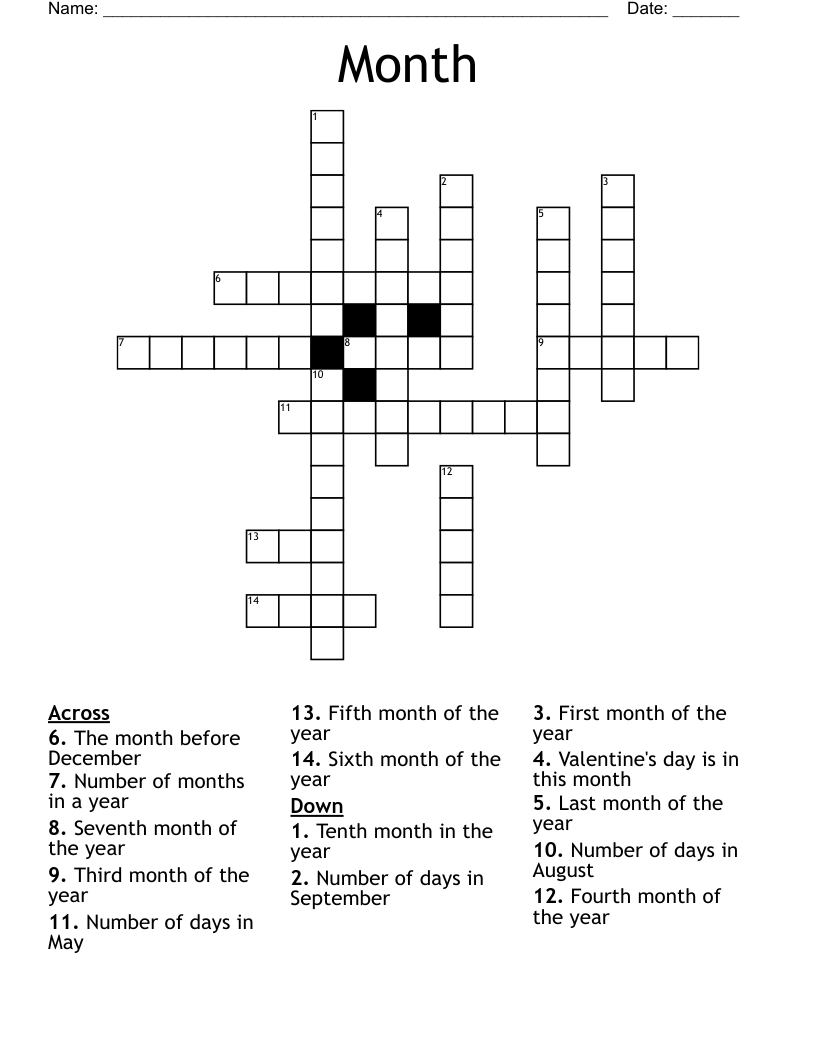 Month Crossword