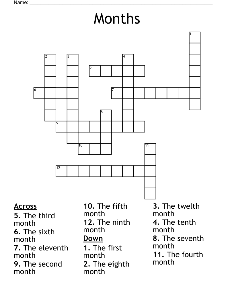 Months Crossword