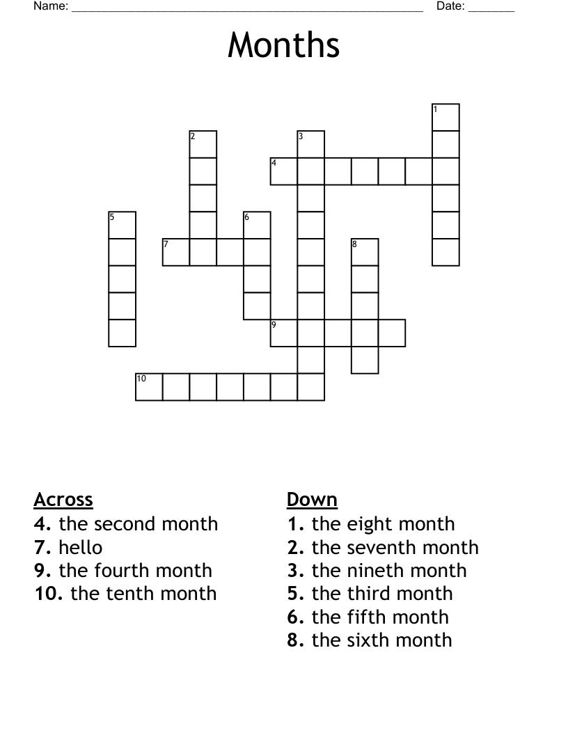 Months  Crossword