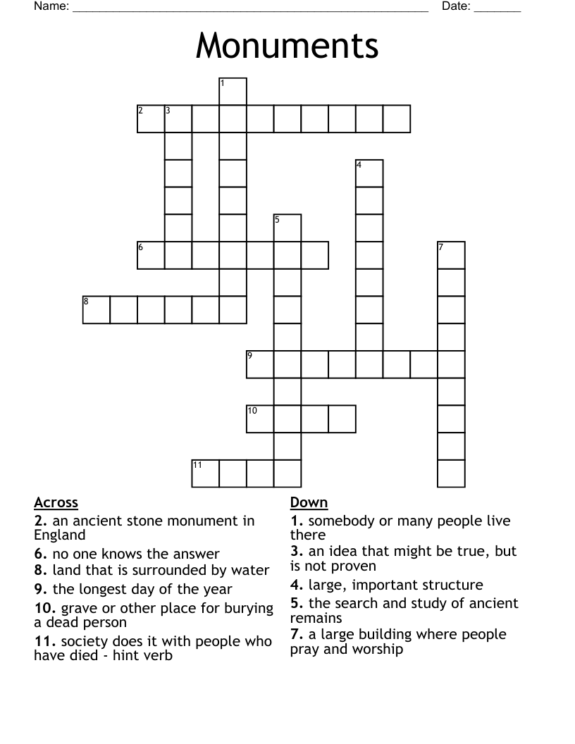 Monuments Crossword