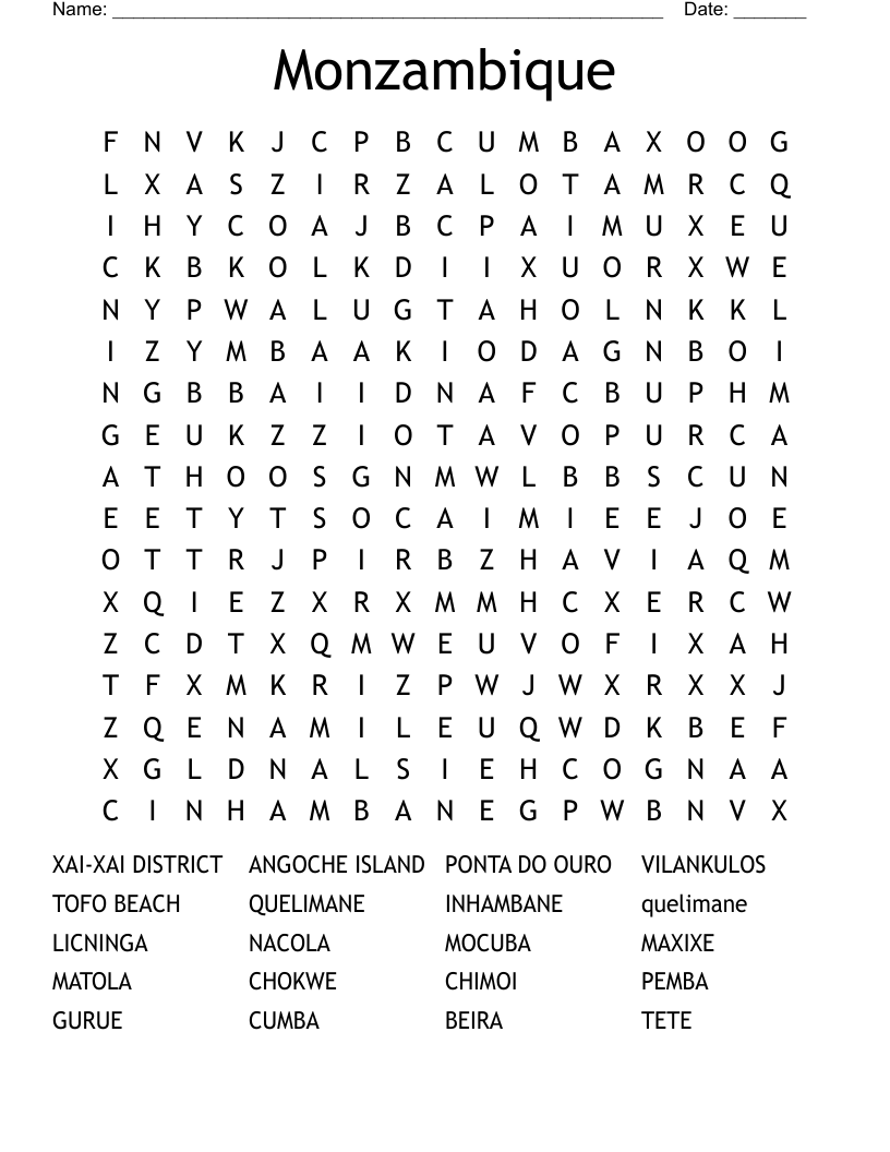 Monzambique Word Search