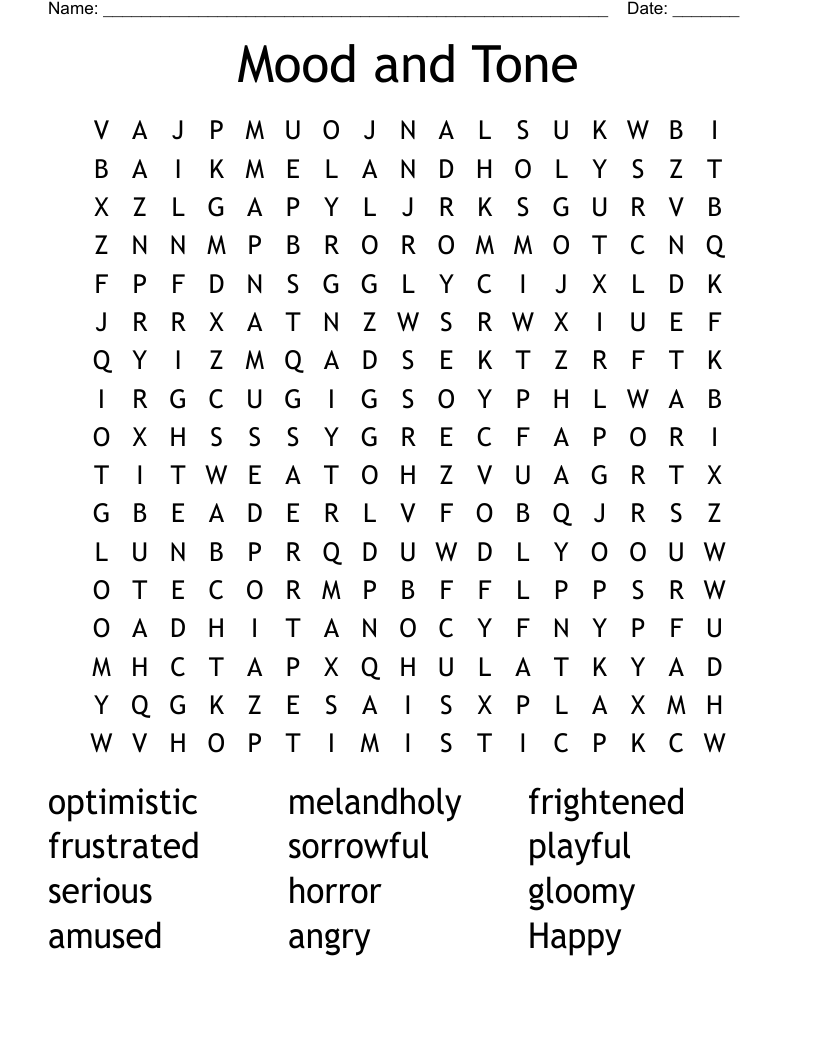 Mood and Tone Word Search