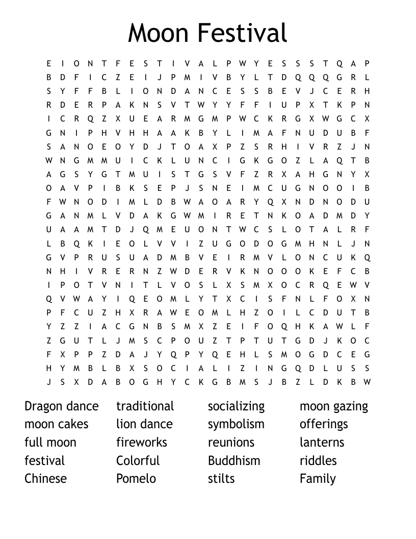 Moon Festival Word Search