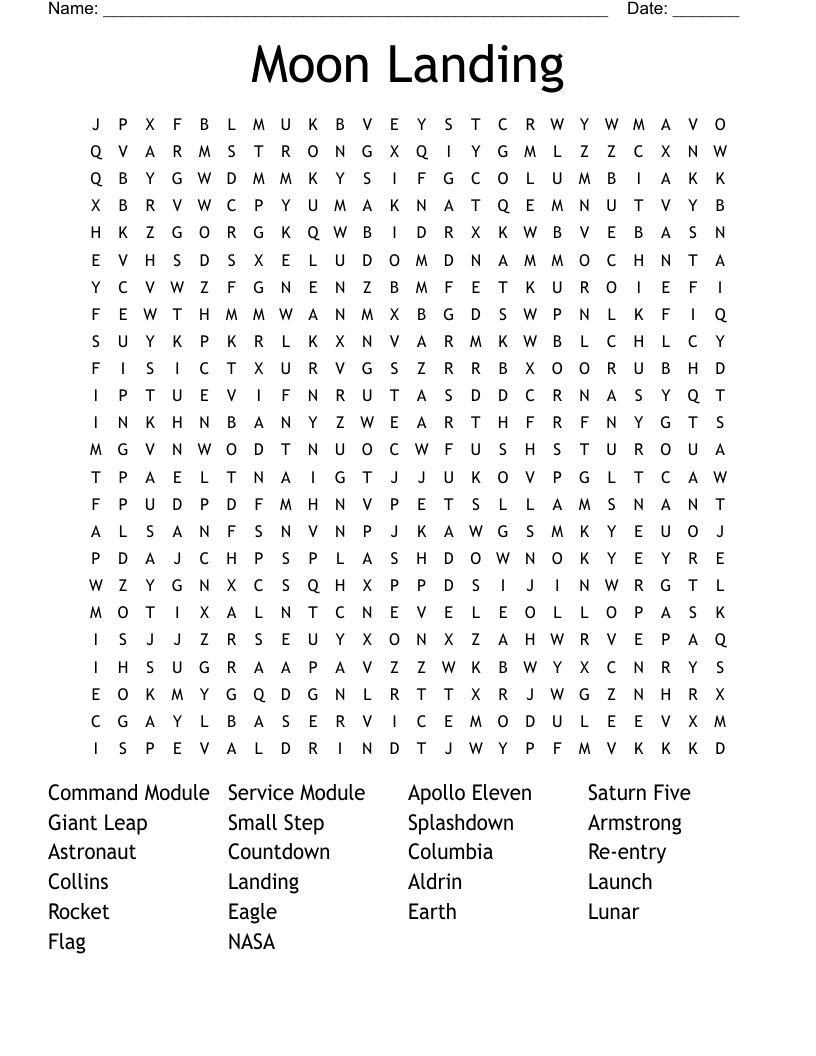 Moon Landing Word Search