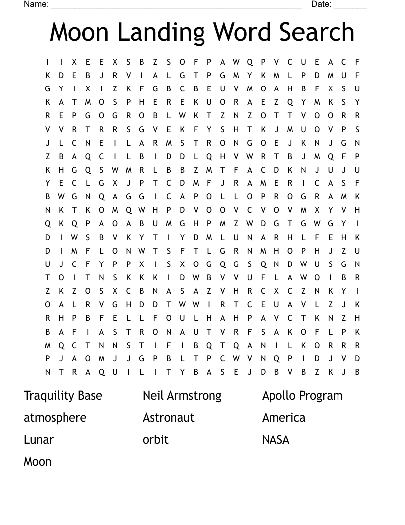 Moon Landing Word Search