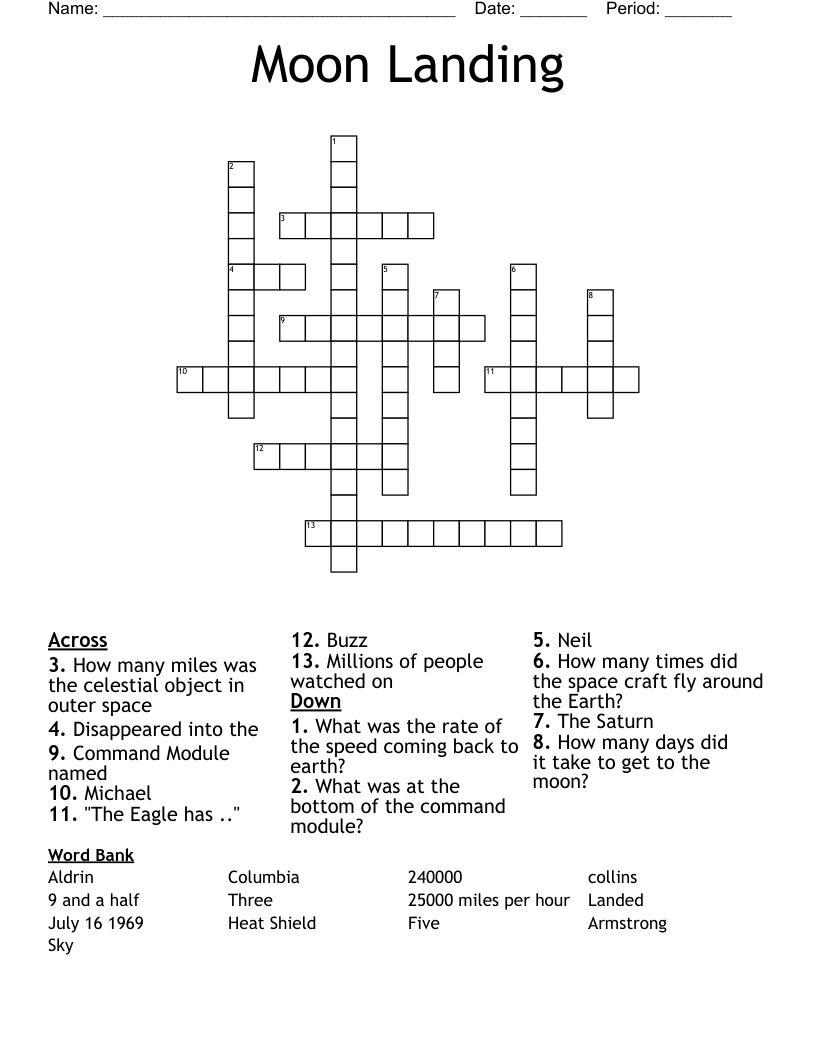 Moon Landing  Crossword