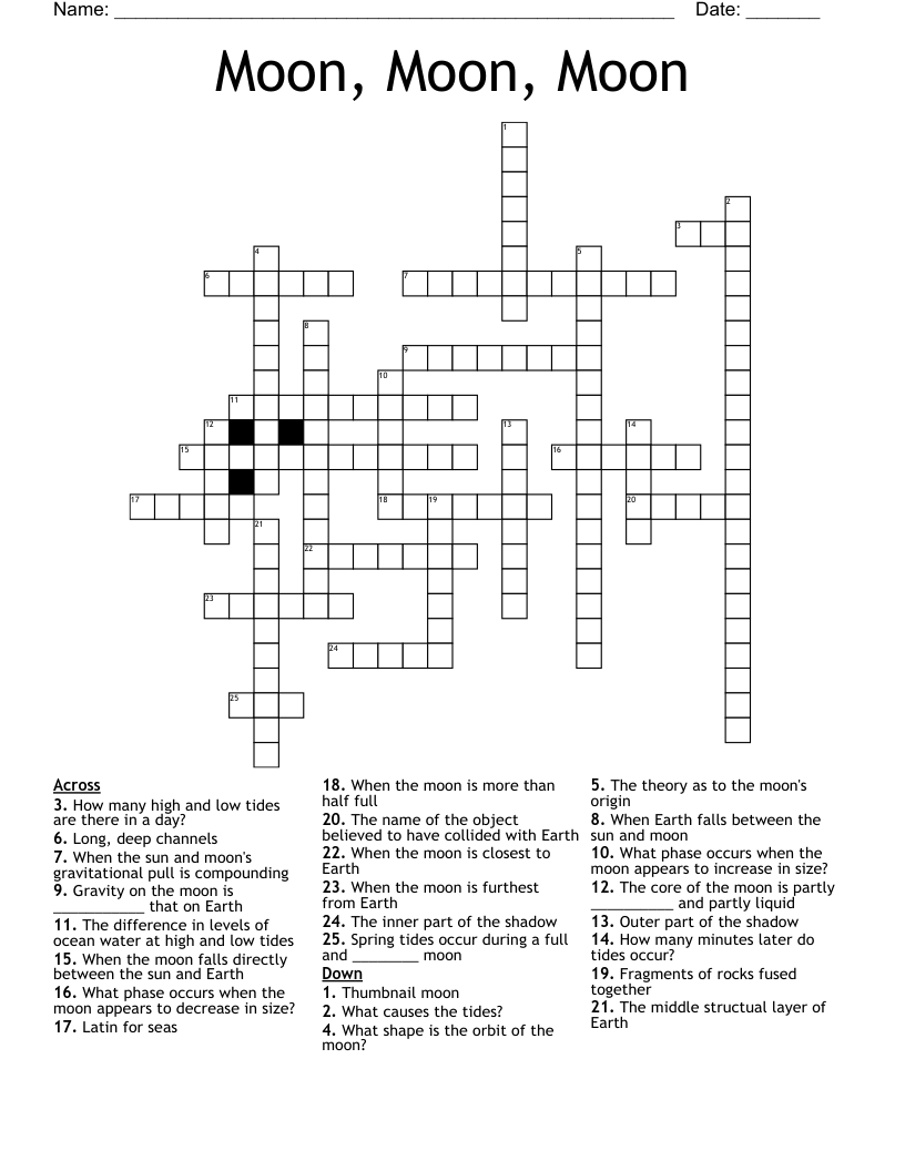 Moon, Moon, Moon Crossword