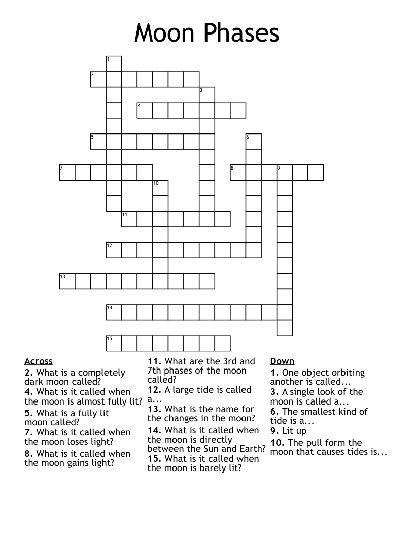 Moon Phases Crossword