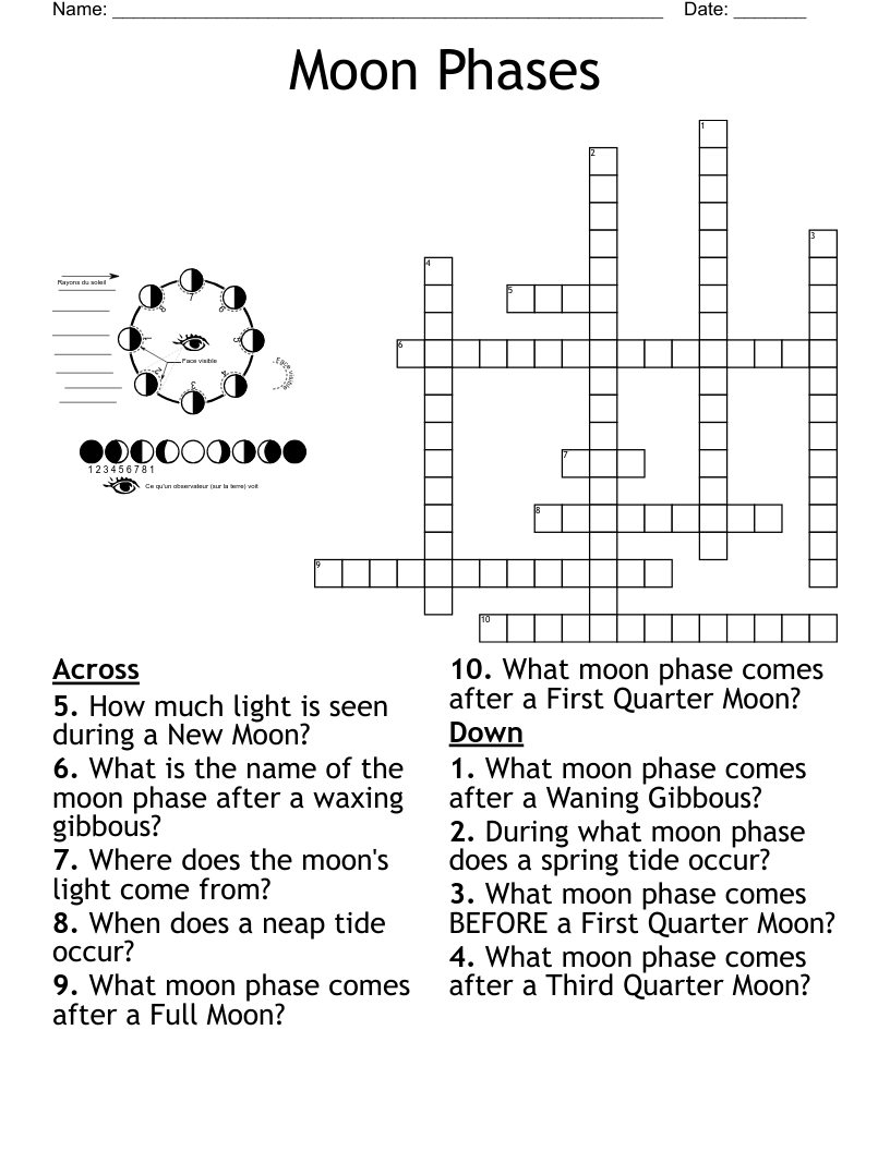 Moon Phases Crossword
