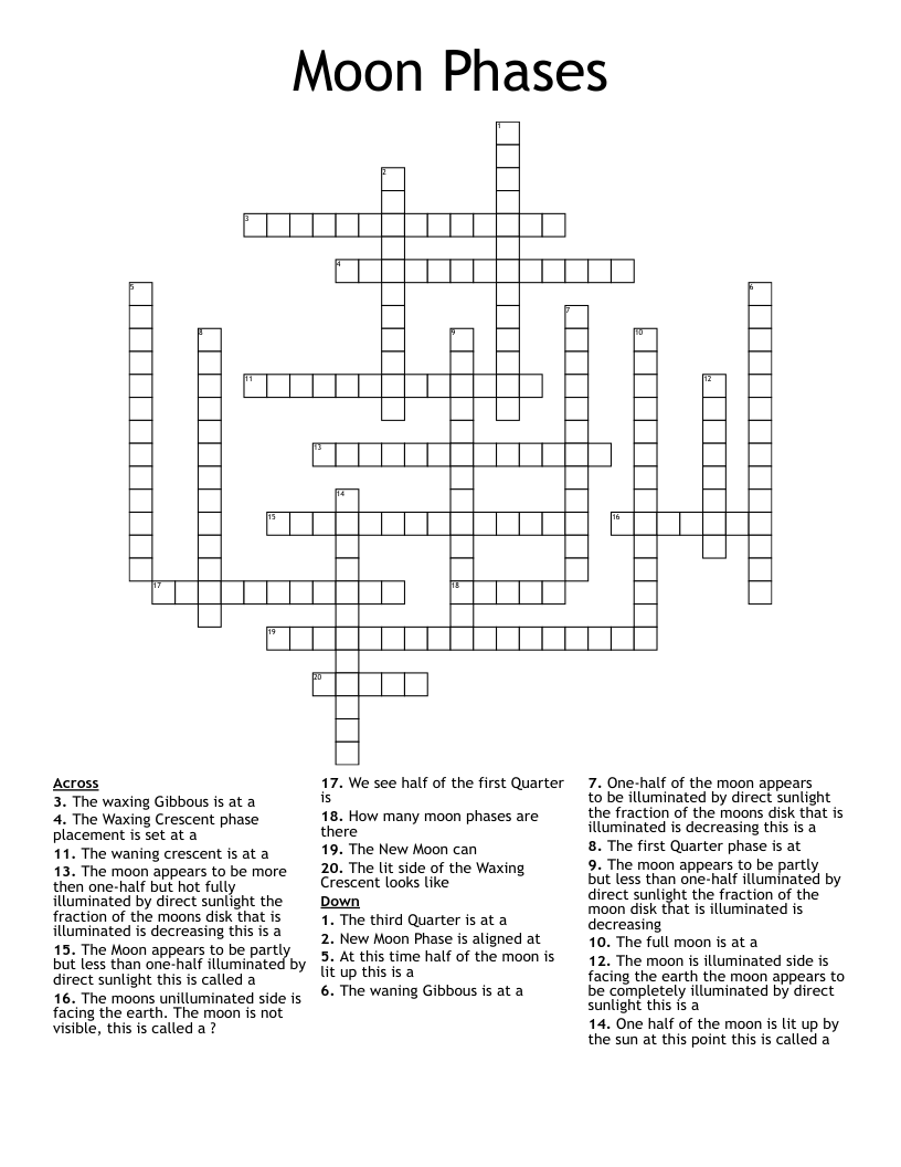 Moon Phases Crossword