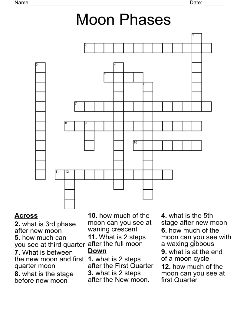 Moon Phases Crossword