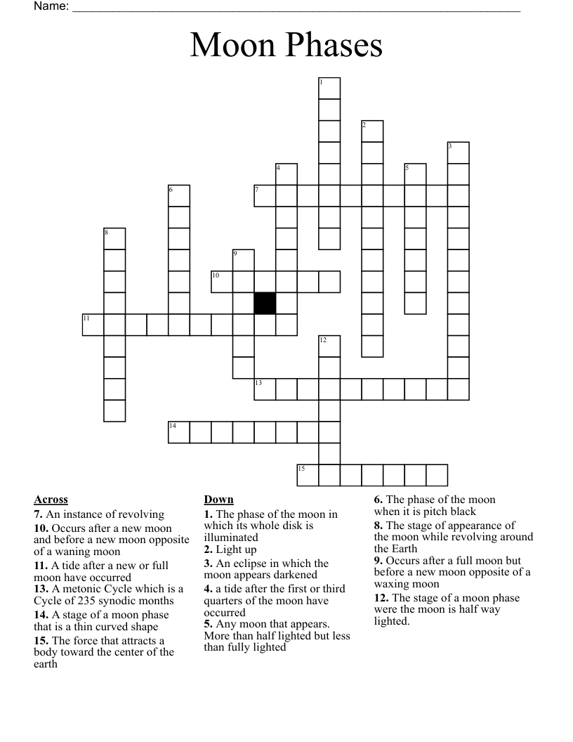 Moon Phases Crossword