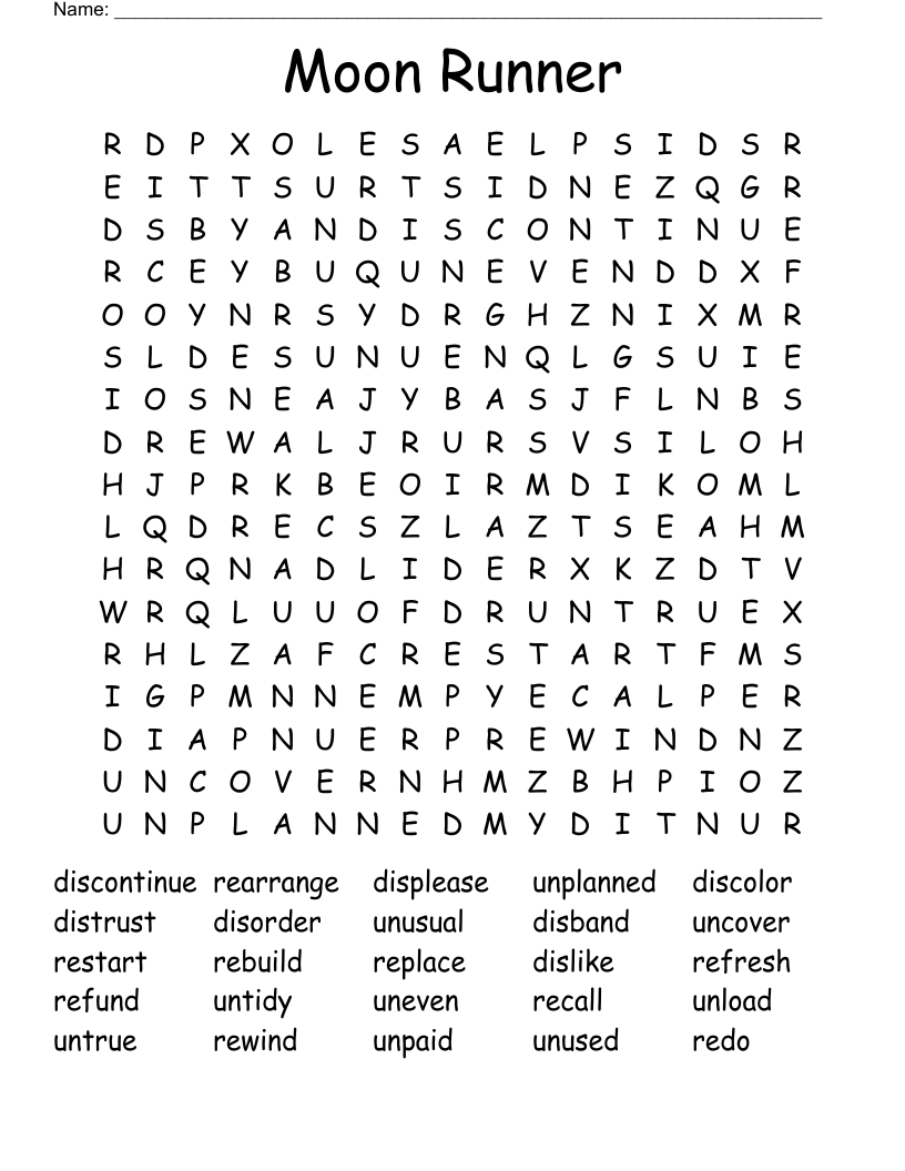 Moon Runner Word Search