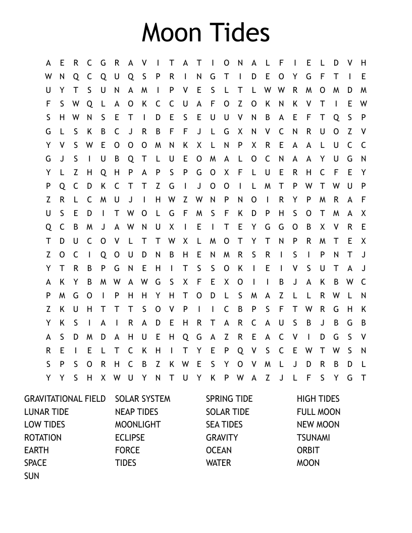 Moon Tides Word Search