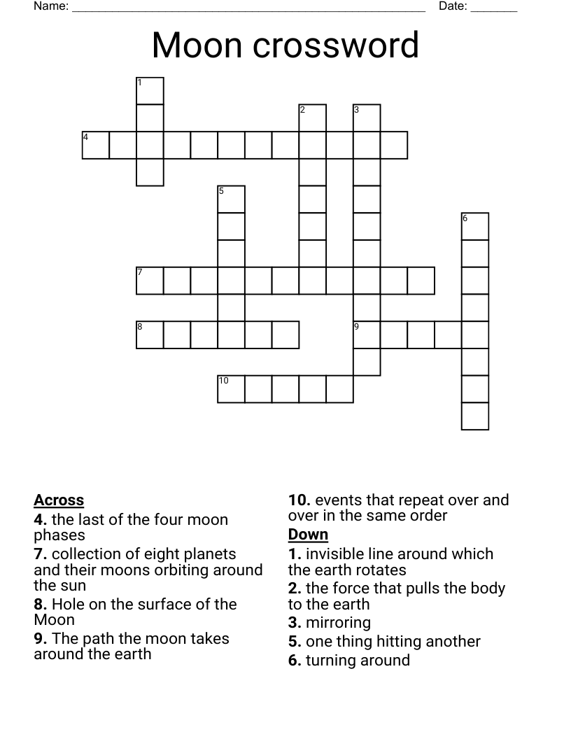 Moon crossword