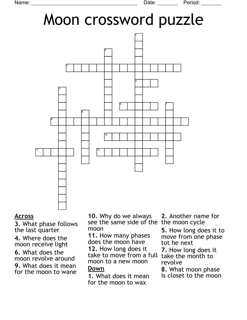 Moon crossword puzzle 