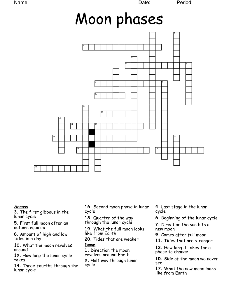Moon phases  Crossword