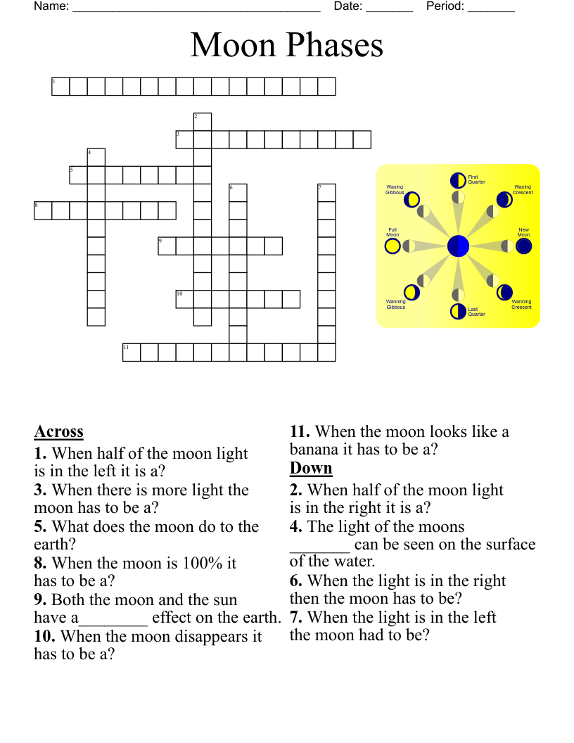 Moon Phases  Crossword