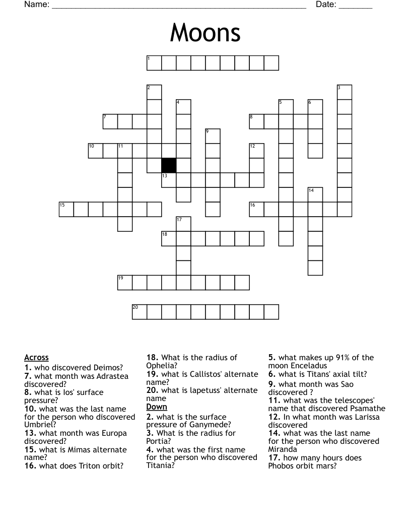 Moons Crossword