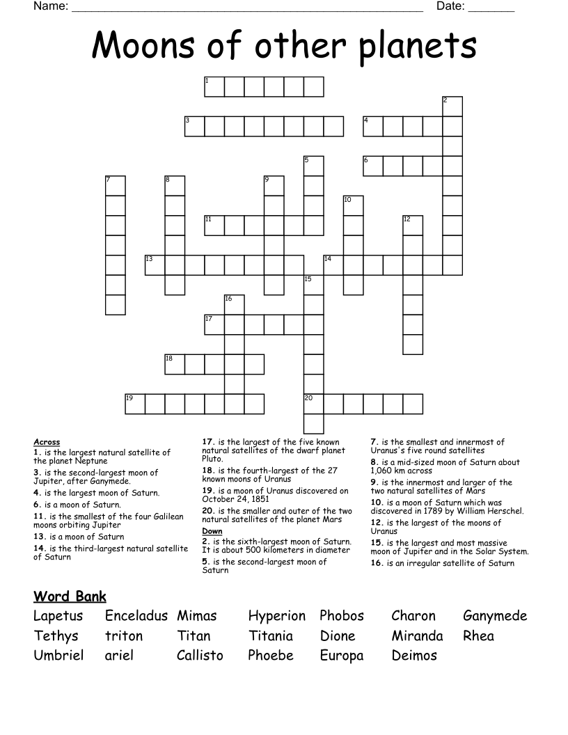 Moons of other planets Crossword