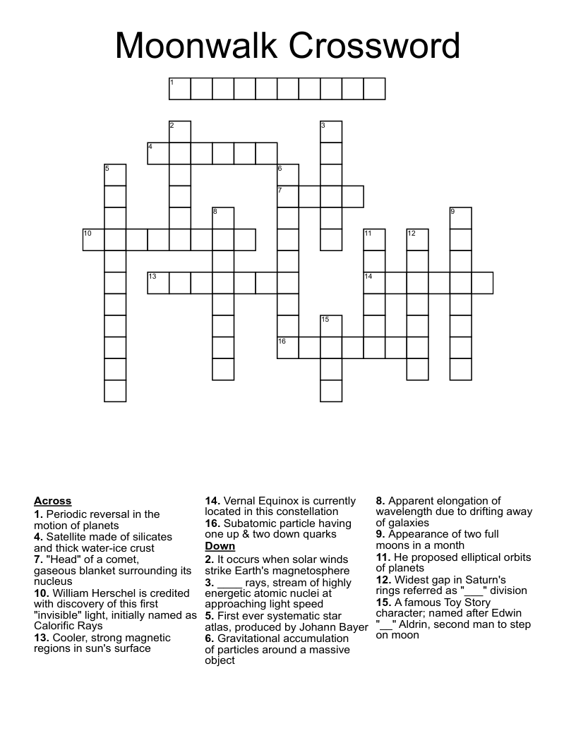 Moonwalk Crossword