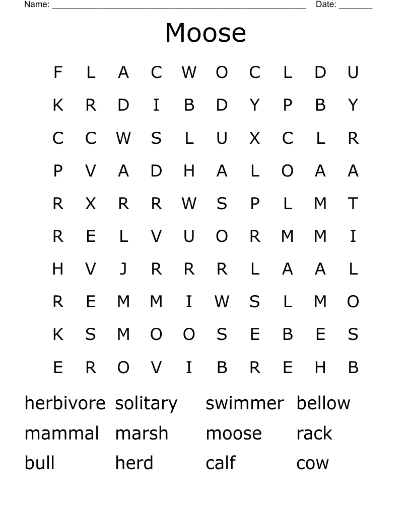 Moose Word Search