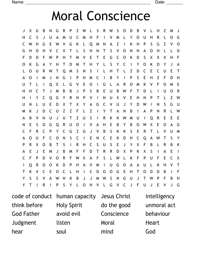 Moral Conscience Word Search