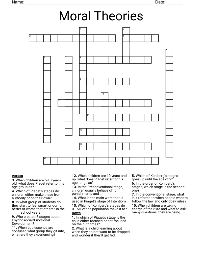 Moral Theories Crossword