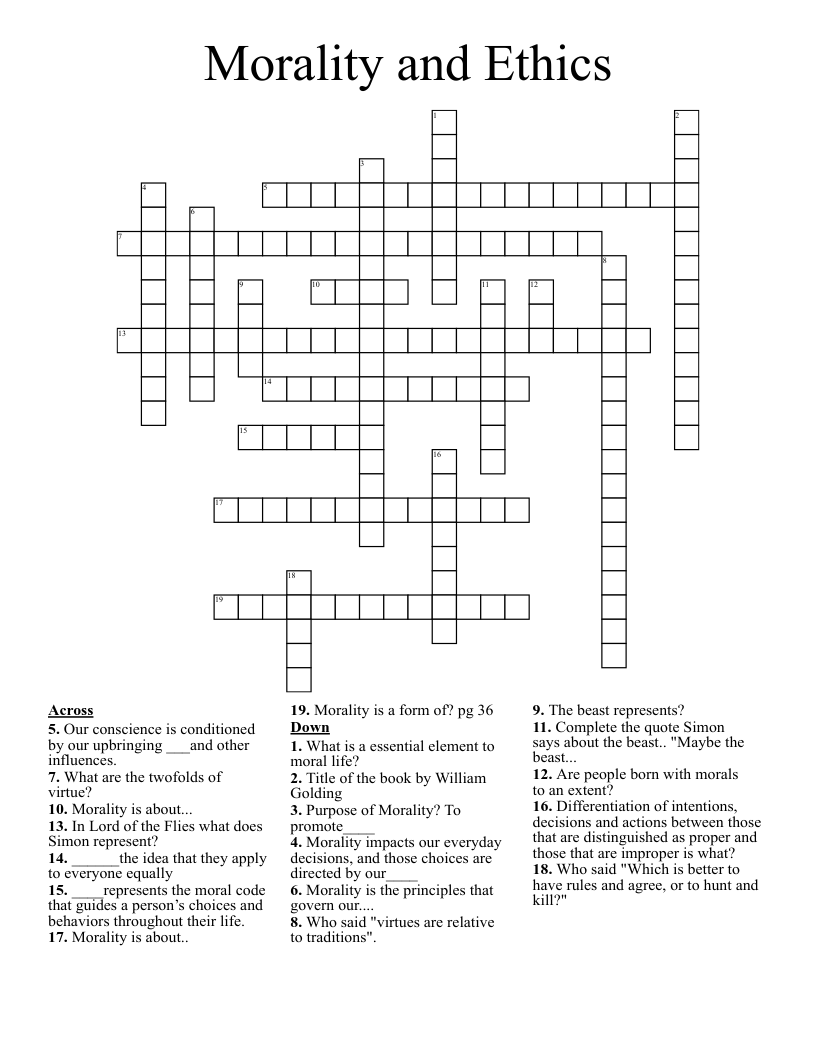 Morality and Ethics Crossword
