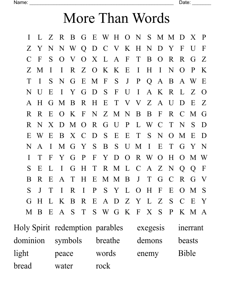 More Than Words Word Search