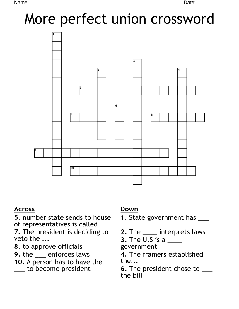 More perfect union crossword
