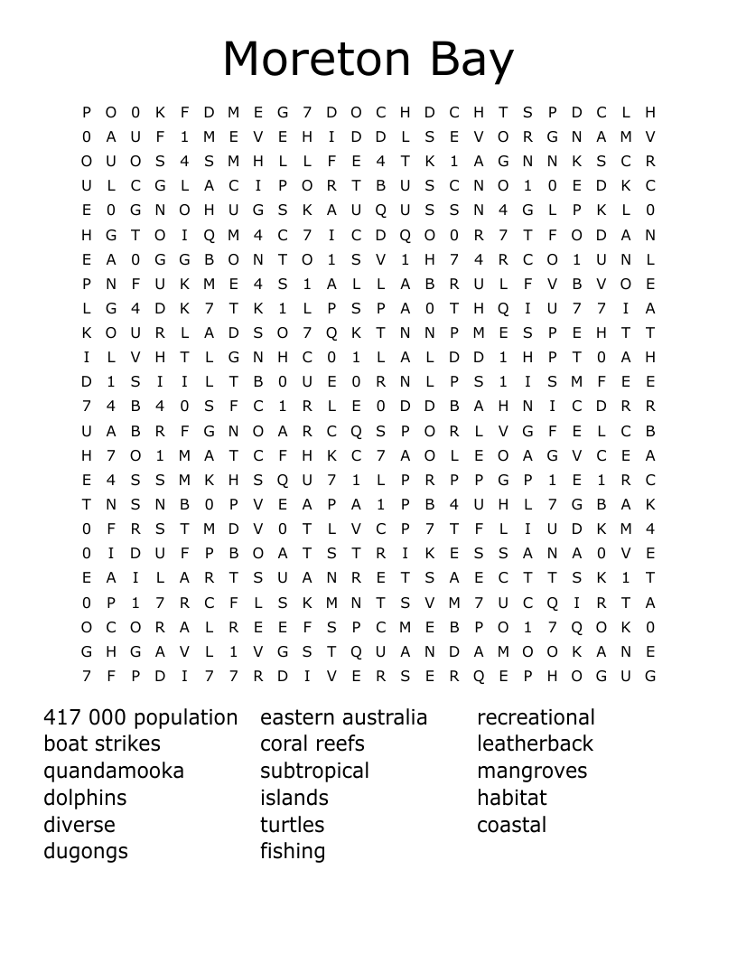 Moreton Bay Word Search
