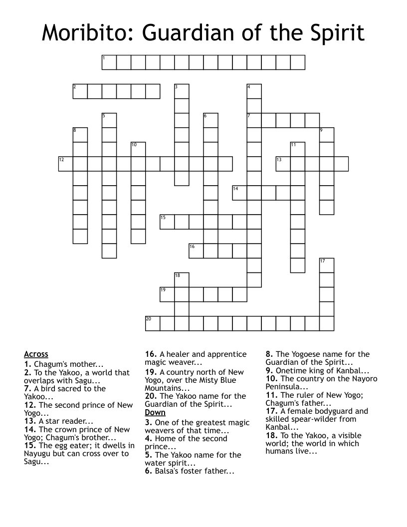 Moribito: Guardian of the Spirit Crossword