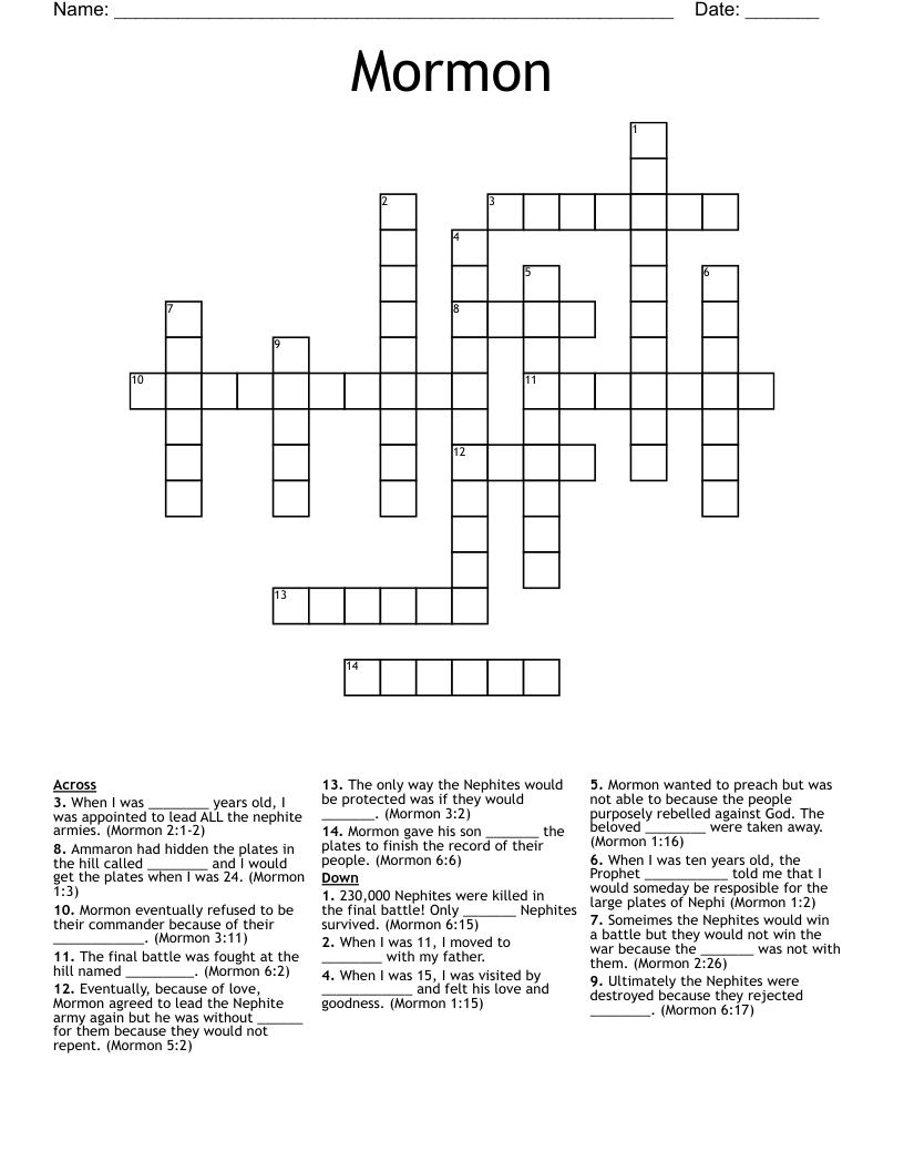 Mormon Crossword