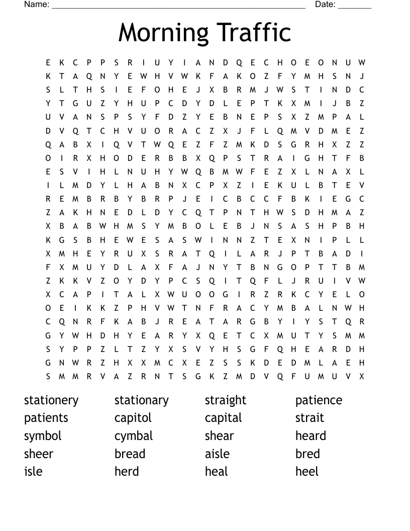 Morning Traffic Word Search