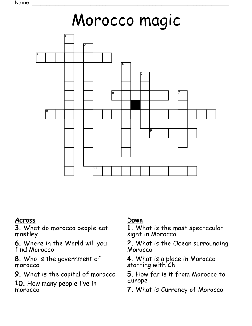 Morocco magic Crossword