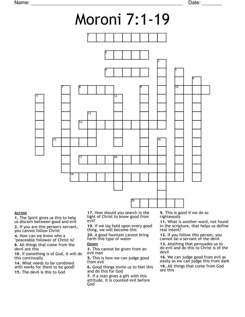 Moroni 7:1-19 Crossword
