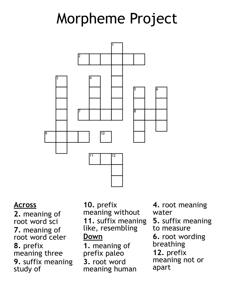 Morpheme Project Crossword