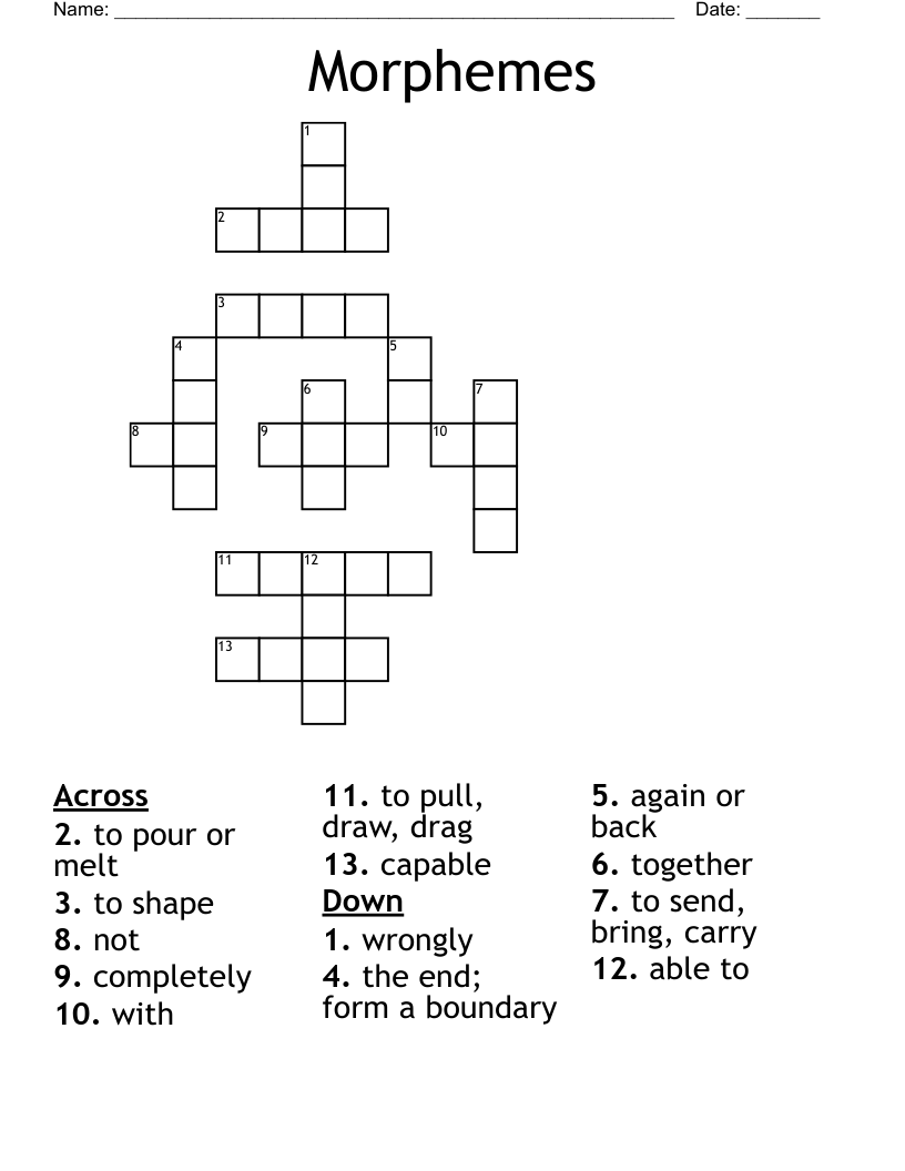 Morphemes Crossword