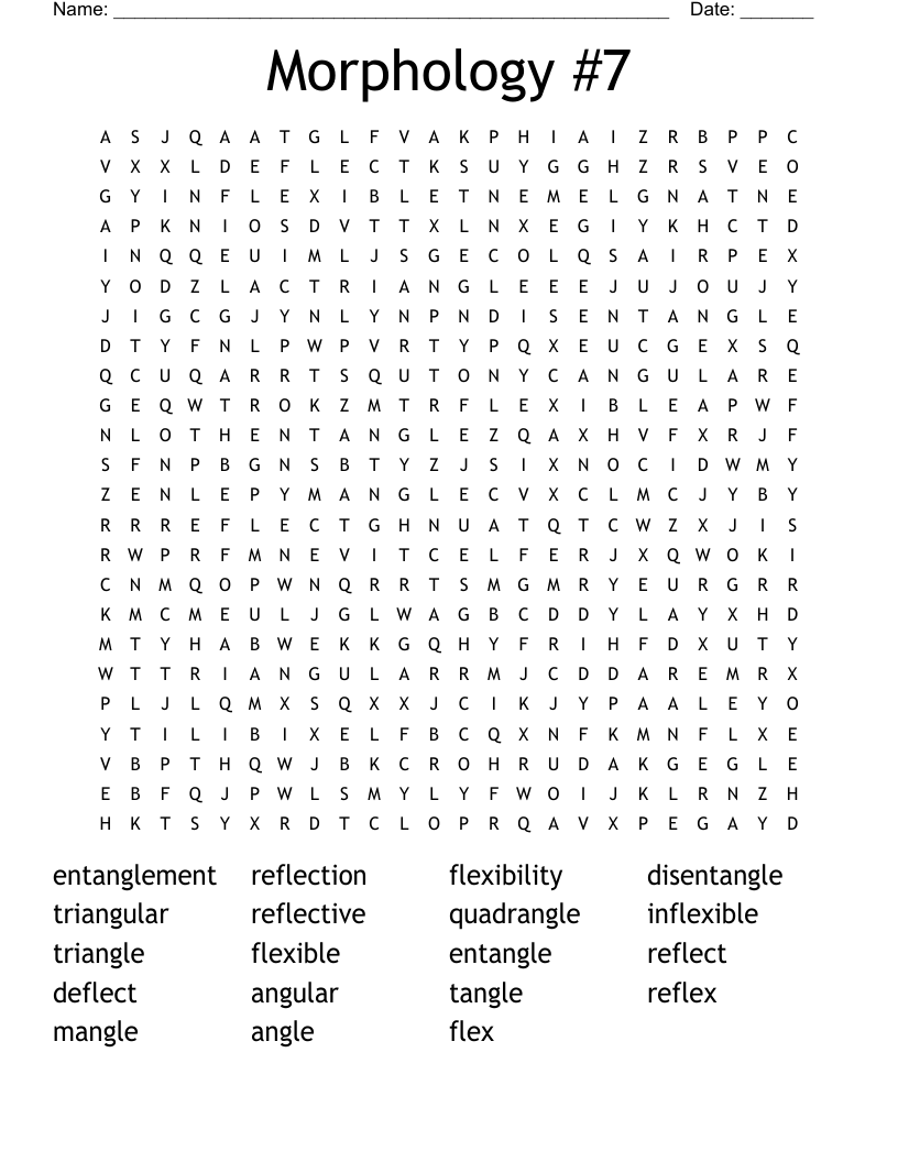 Morphology #7 Word Search