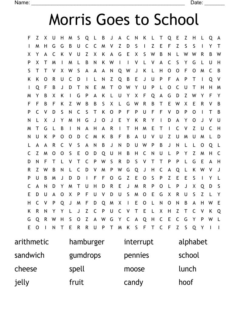 Morris Goes to School Word Search