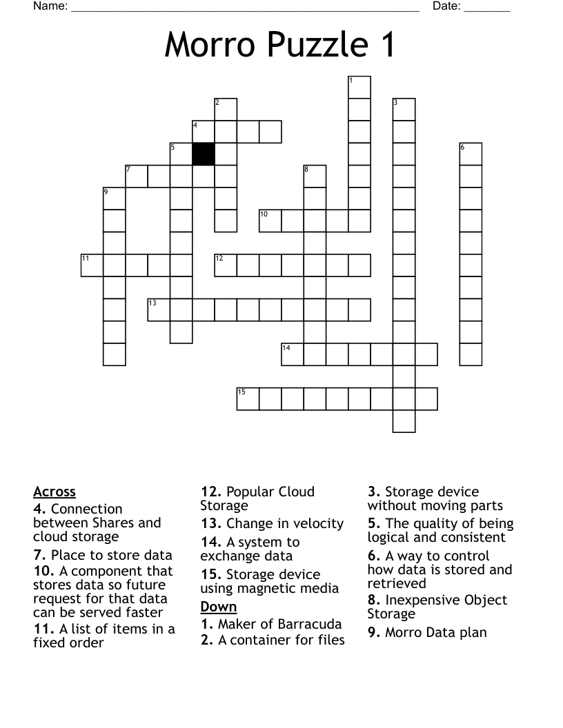 Morro Puzzle 1 Crossword