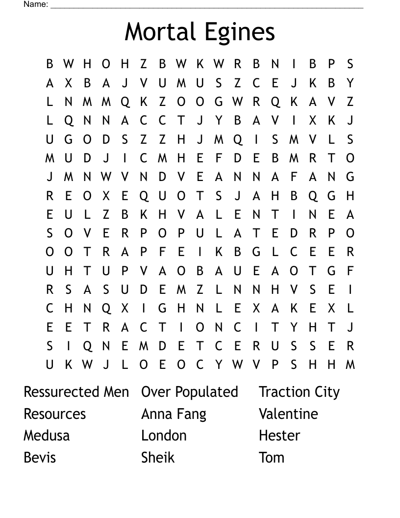 Mortal Egines Word Search