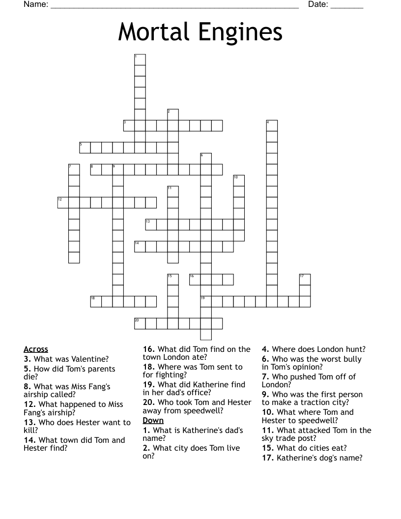 Mortal Engines Crossword