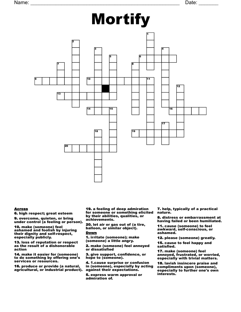 Mortify Crossword